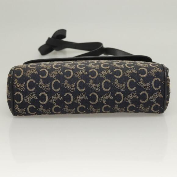 CELINE C Sulky Shoulder Bag Canvas Navy Gold - Picture 9 of 13